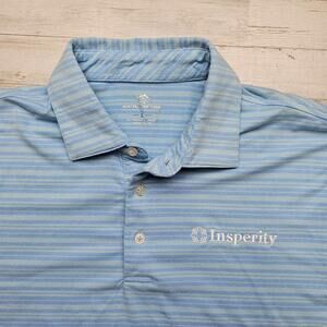 Southern Tide Polo Shirt INSPERITY Golf blue Stripe Performance Men's LG Perform